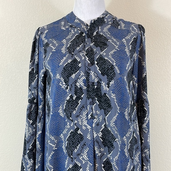 Buddy Love Blue Bishop Sleeve Mock Neck Dress Small - Picture 2 of 10